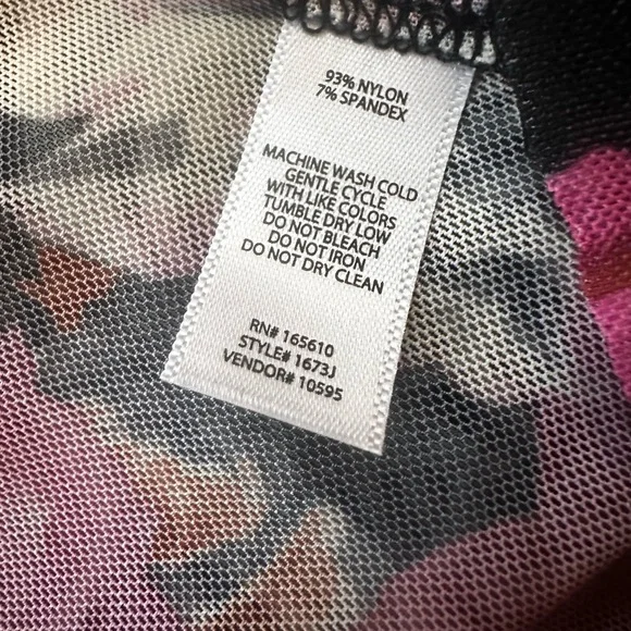 Vibrant Button Down Semi Sheer Floral Blouse - Black, Pink, Blue Sz S - Picture 4 of 6